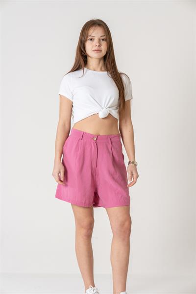 VerdeBlanco %100 Pamuk Müslin Şort Pembe