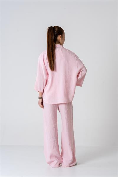 VerdeBlanco Oversize Palazzo Pantolon ve Gömlek Takımı Pembe