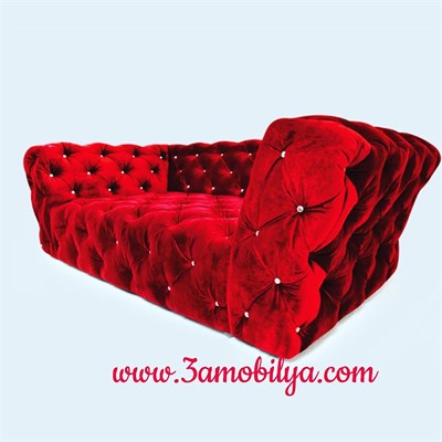 3A Mobilya Full Kapitone Red Chesterfield