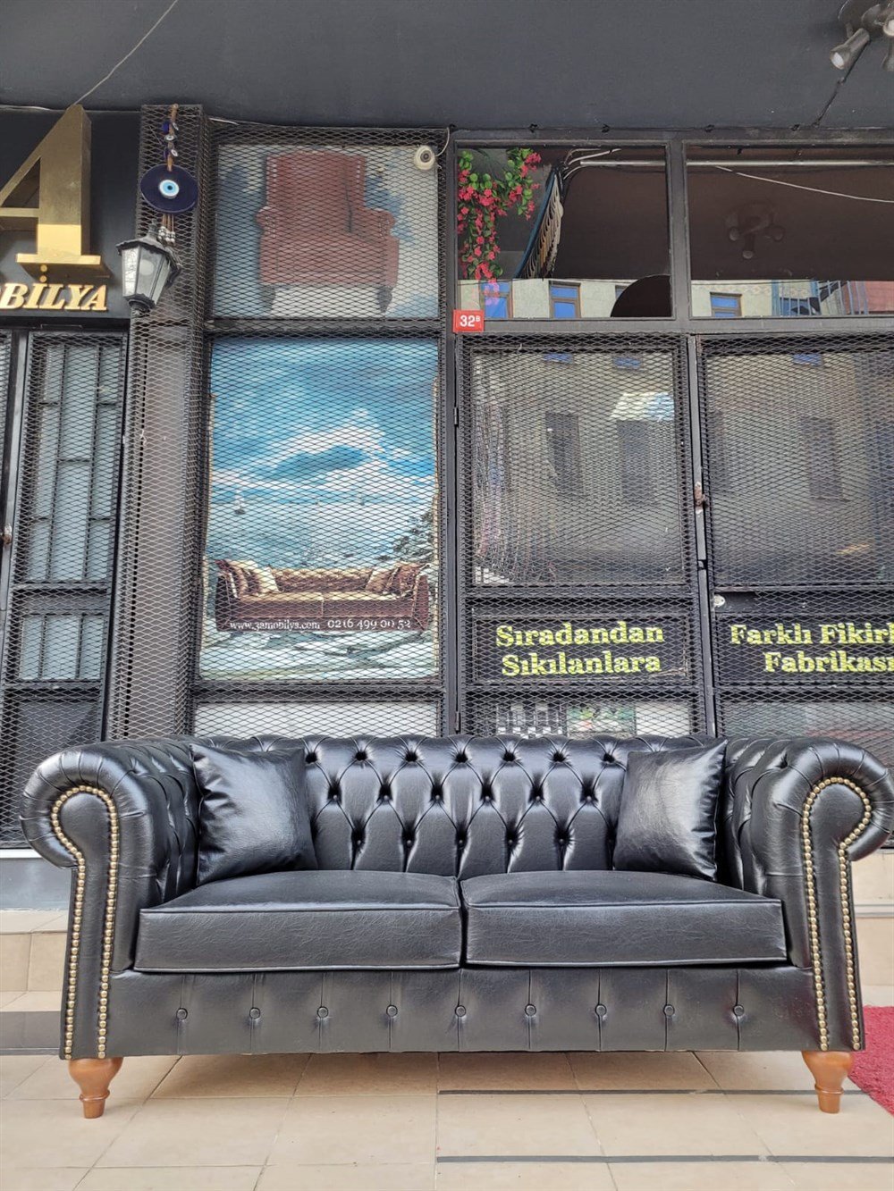 3A MOBİLYA BLACK DERİ CHESTERFİELD 