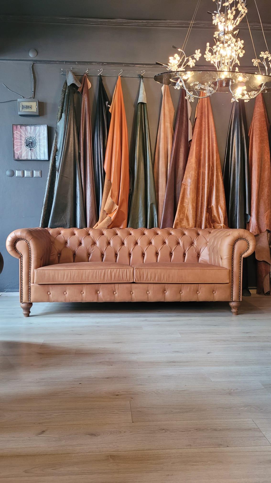 3A MOBİLYA  İTALYAN HAKİKİ DERİ BOSTON CHESTERFİELDERİ B