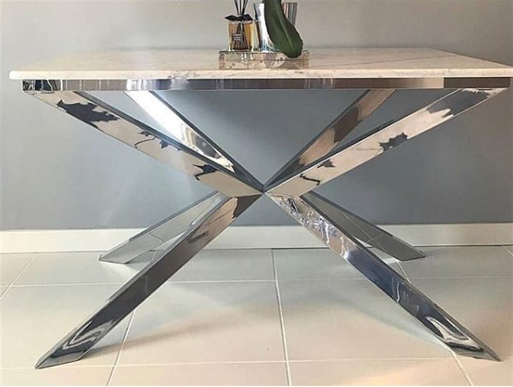 3A Mobilya Metal Ayak Mermer Yemek Masası