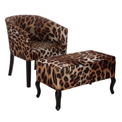 3A Mobilya Leopar Poval Berjer Ve Puf Takım - Leopar