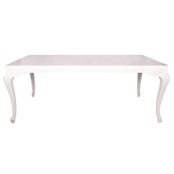 3A Mobilya 6 Kişilik Kırık Beyaz Lake Yemek Masası
