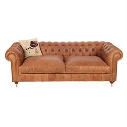 3A Mobilya Gerçek Deri Chesterfield - Laguna Taba