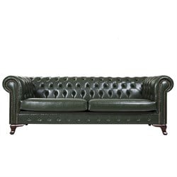 3A Mobilya Green Leather Chesterfield