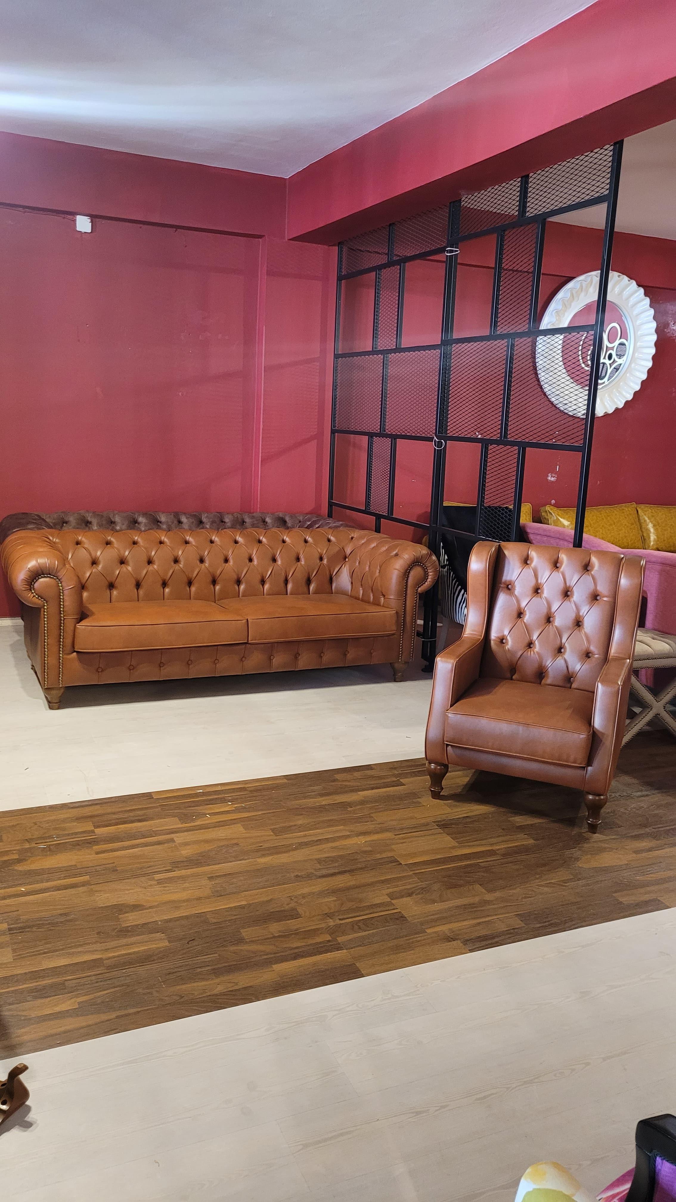 3A MOBİLYA ATLAS TABA CHESTERFİELD BERJER 3+1