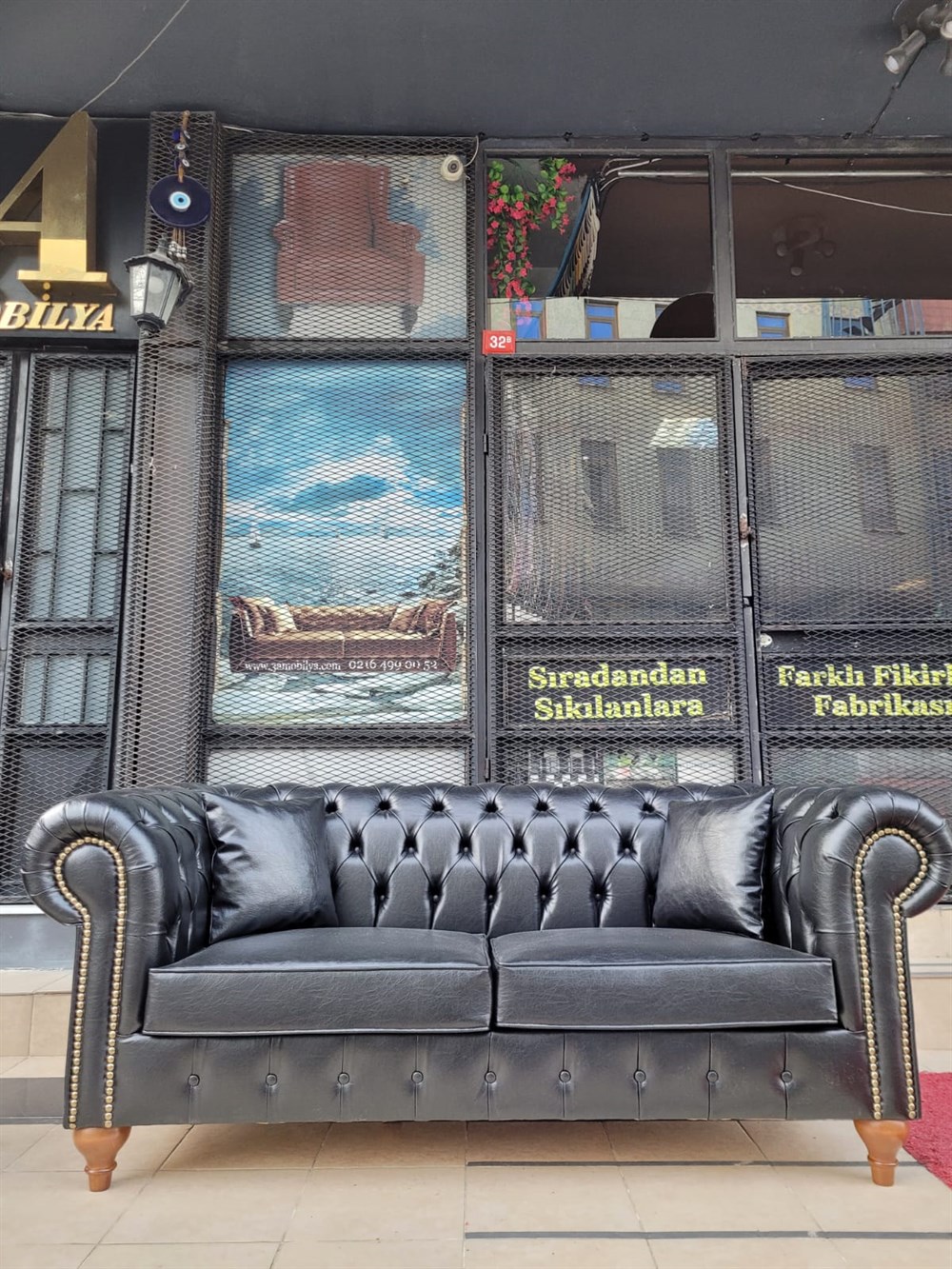 3A MOBİLYA BLACK DERİ CHESTERFİELD 