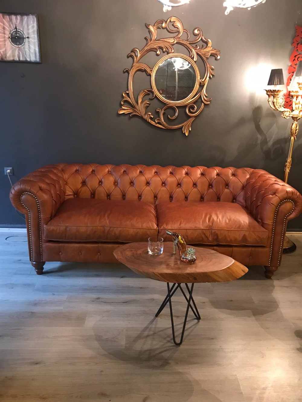 3A MOBİLYA BUFALO HAKİKİ DERİ CHESTERFİELD