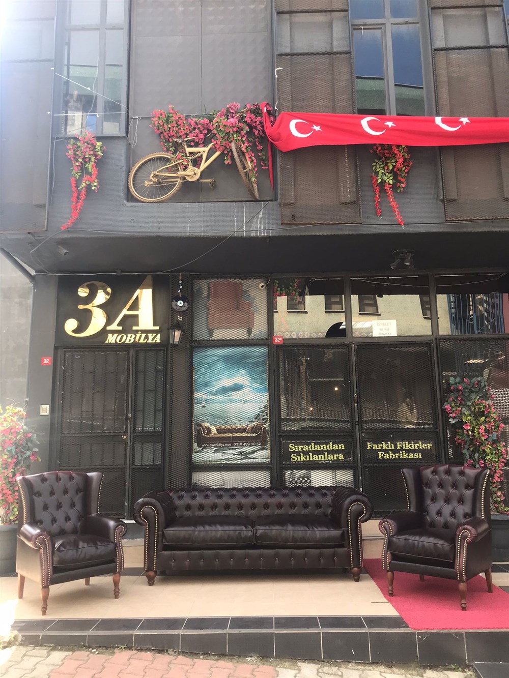 3A MOBİLYA ENGLİSH BURGUNDY CHESTERFİELD TAKIMI