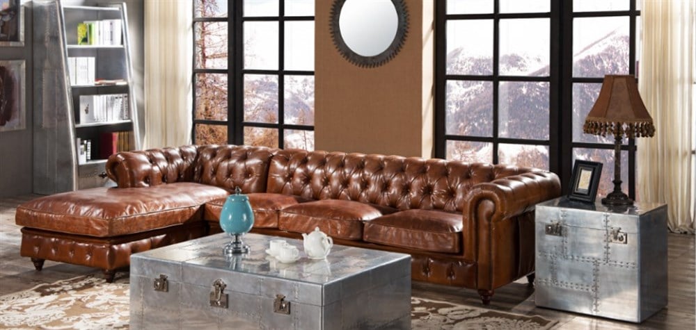 3A MOBİLYA GERÇEK DERİ BİTTER BROWN L KANEPE