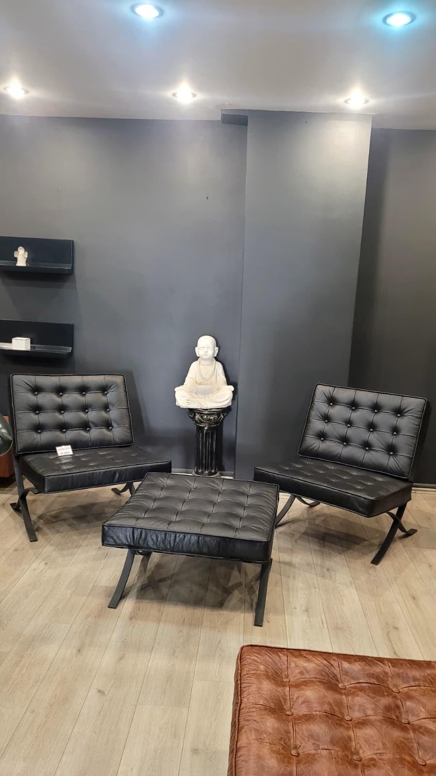 3A MOBİLYA HAKİKİ DERİ BLACK BARCELONA BERJER 