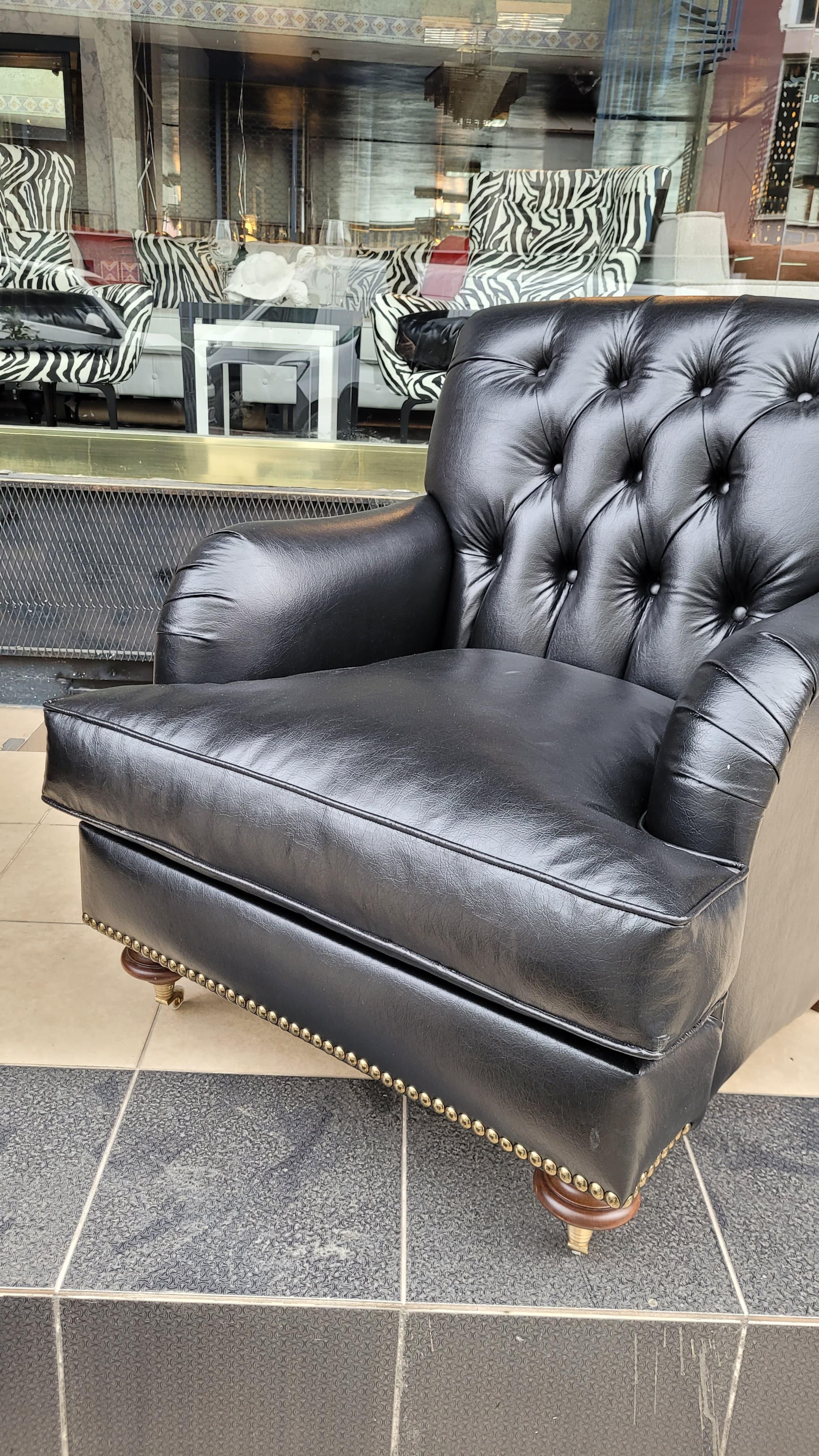 3A MOBİLYA HAKİKİ DERİ ENGLİSH BLACK BERJER 