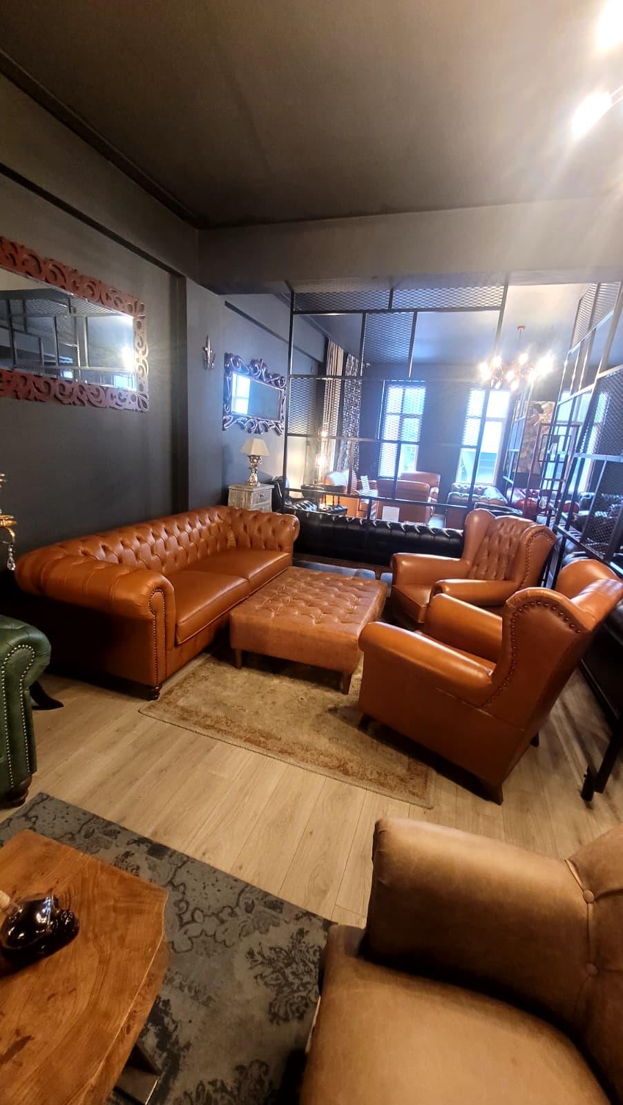 3A MOBİLYA HAKİKİ DERİ LONDON CHESTERFİELD TAKIMI 3+1+1