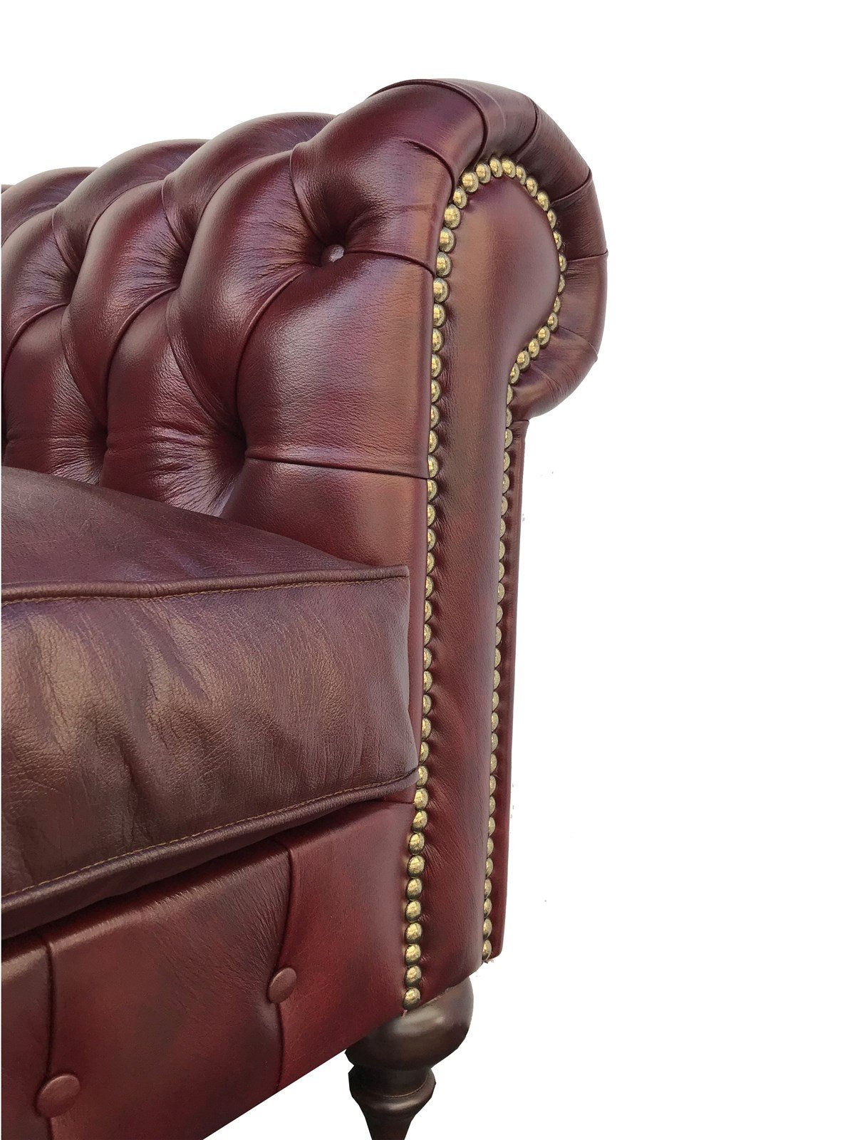 3A Mobilya Kızıl Kahve Hakiki Deri Chesterfield