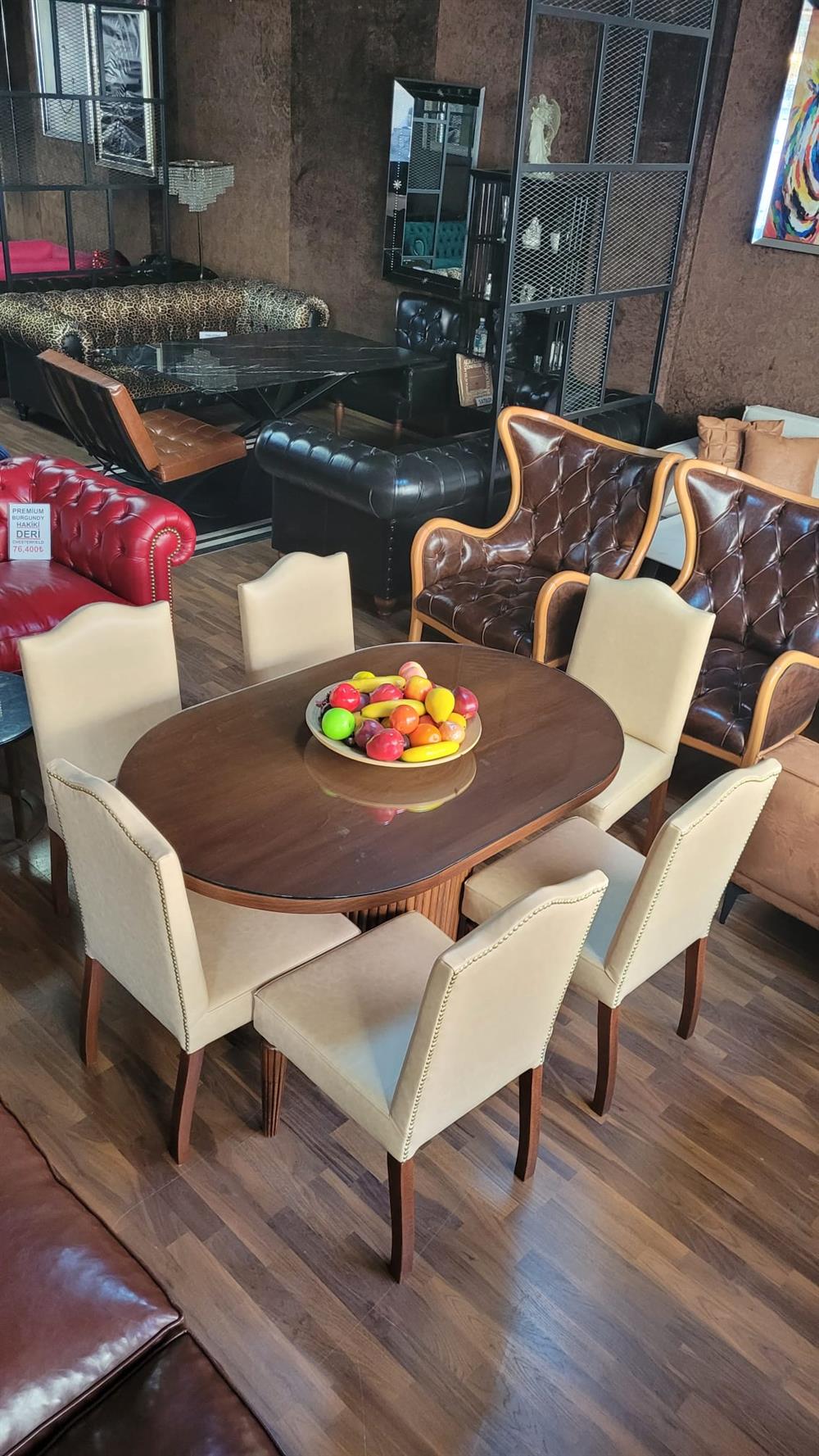 3A MOBİLYA OVAL YEMEK MASASI TAKIMI 