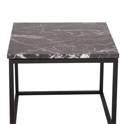 3A Mobilya Siyah Mermer Kare Sehpa - Siyah Beyaz