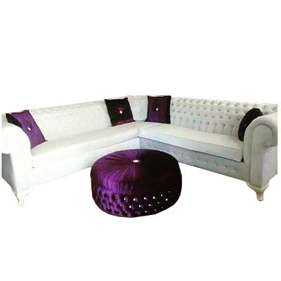 3A Mobilya Modern L Kanepe White Kapitone