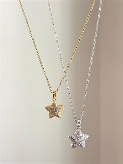 Yıldız Silver Zirkon Detay Çelik Kolye(45cm)