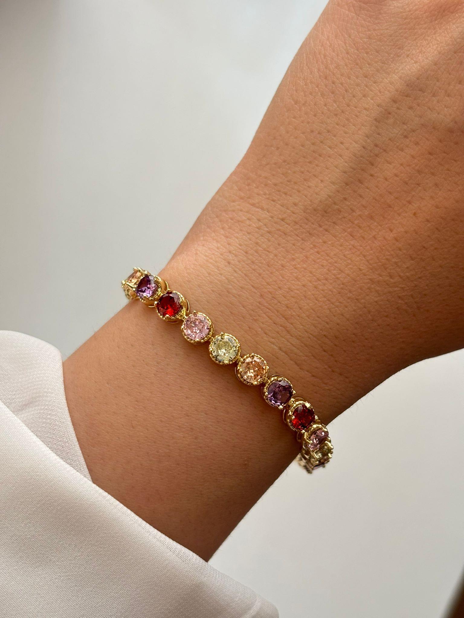 14K Xuping Oval Kesim Gökkuşağı Bileklik