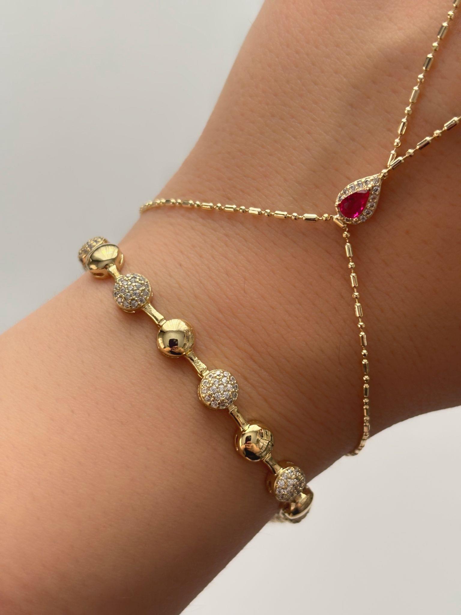 14K Xuping Özel Seri Plaka Zirkon Bileklik(19cm)