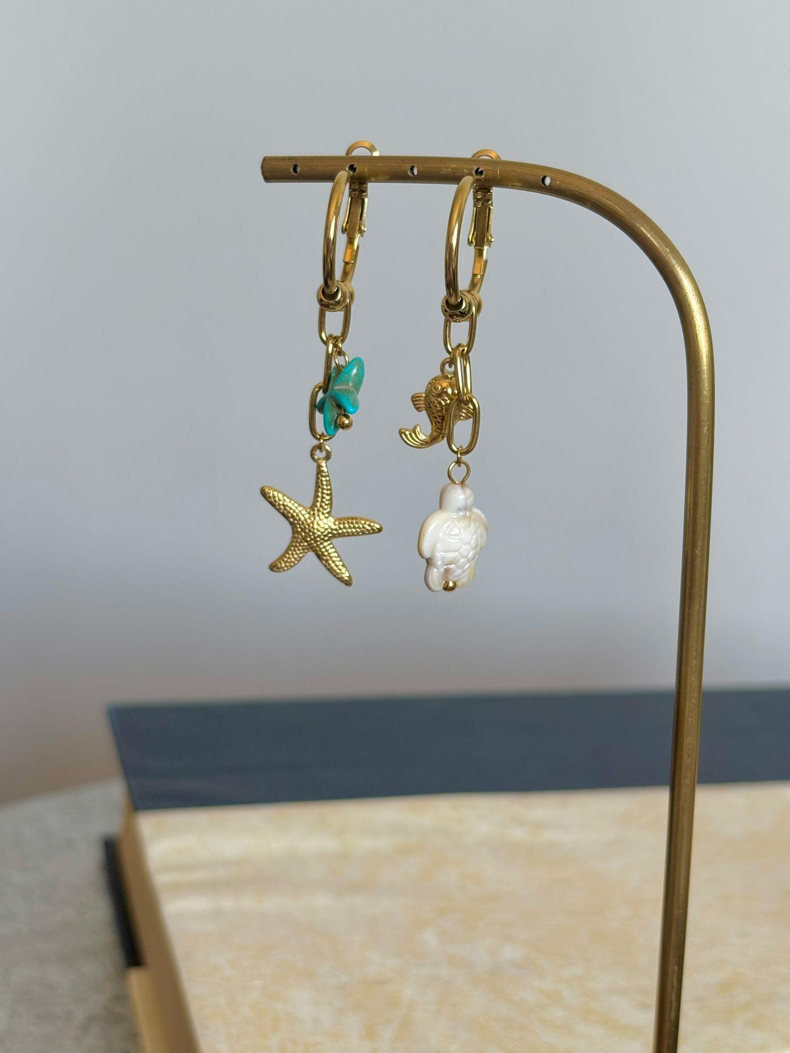 Caretta Yıldız Yunus Şans Charm Küpesi