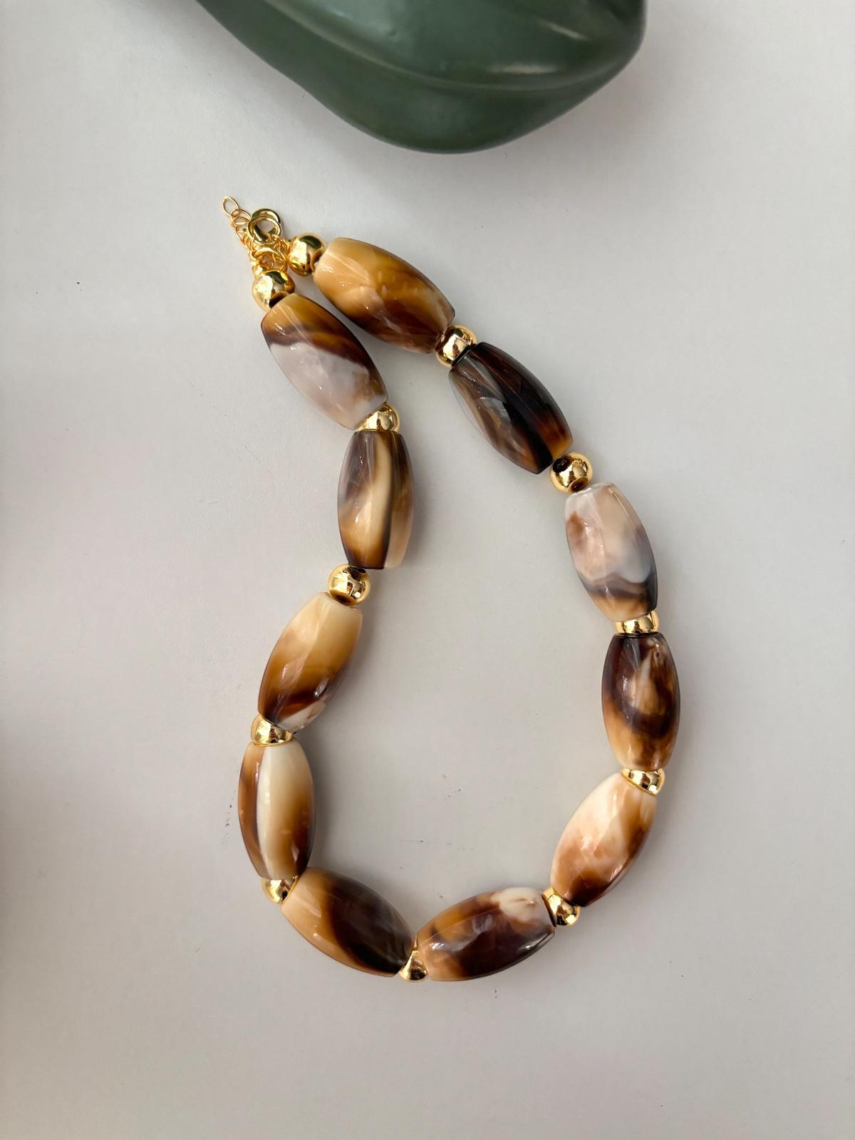Leopar Desen Kahve Kolye