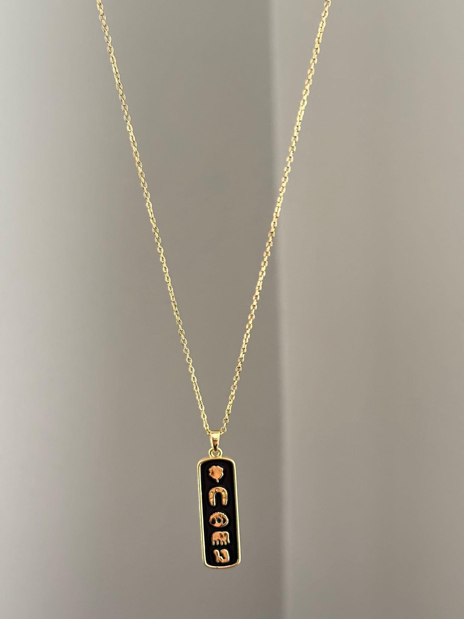 Siyah Çelik Şans Kolyesi(45cm)