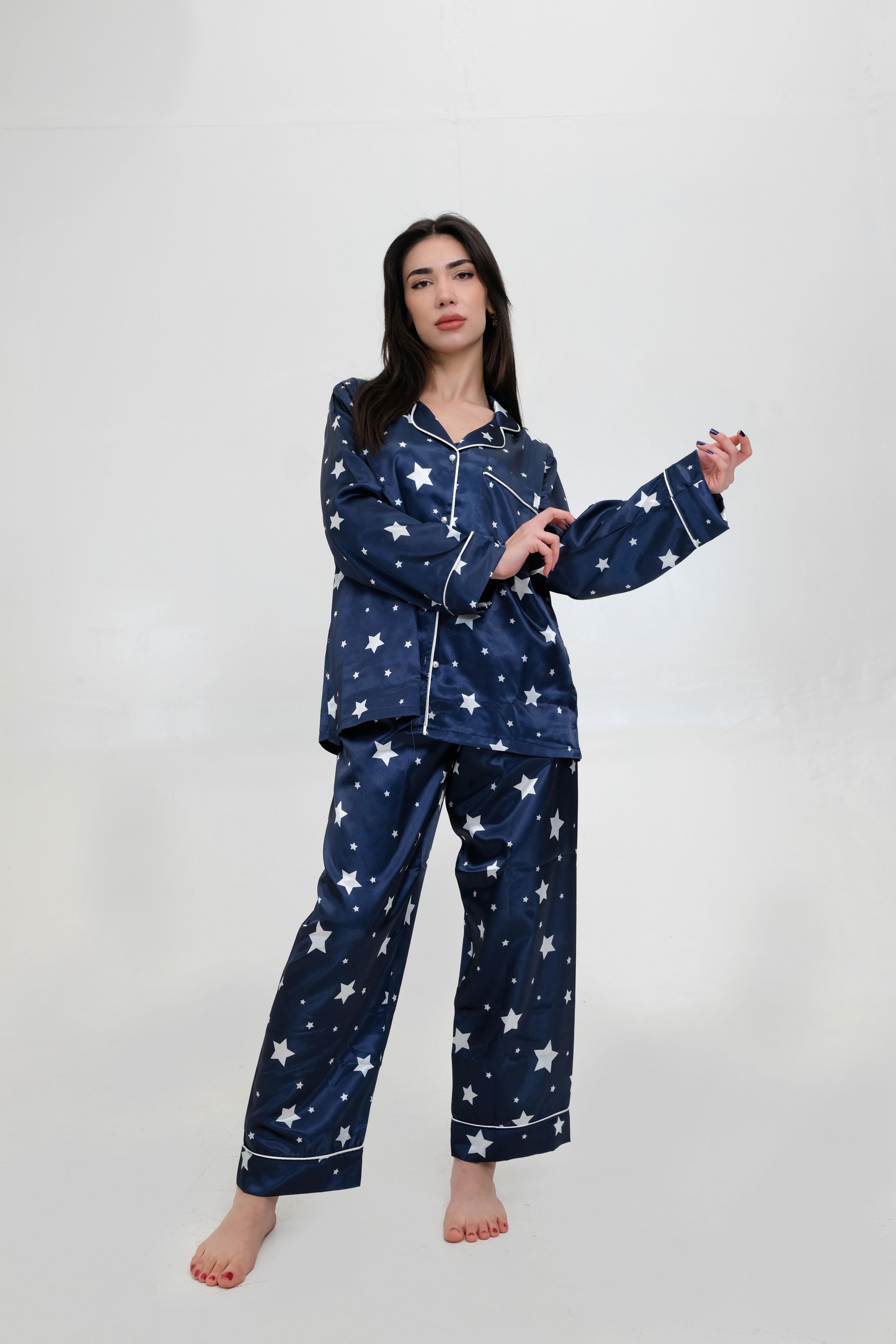 Saten Elegant Pijama Lüks Dekolteli Pijama Detaylı 4'Lü Takım - Evril Wear
