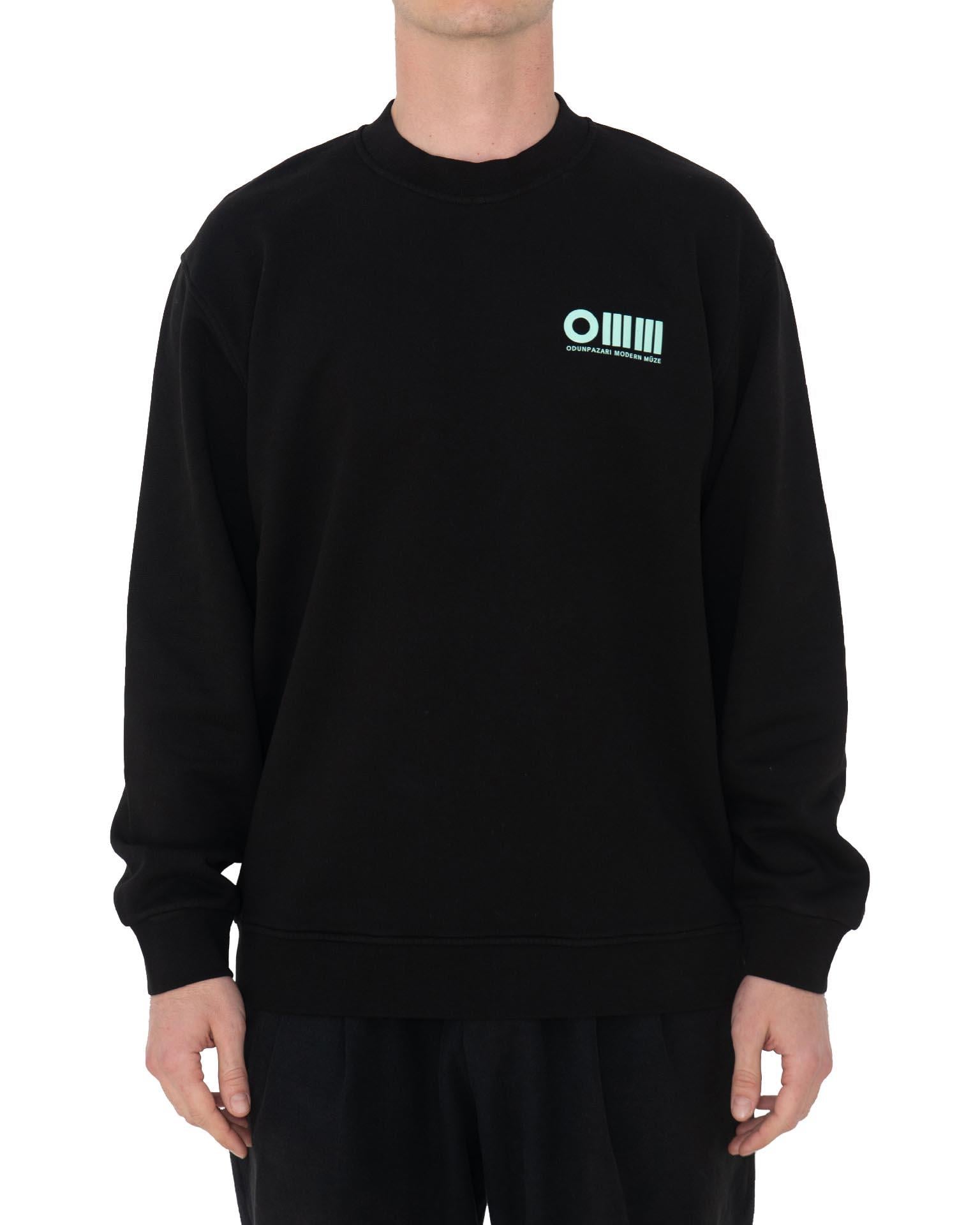 OMM Baskılı Unisex Siyah Sweatshirt