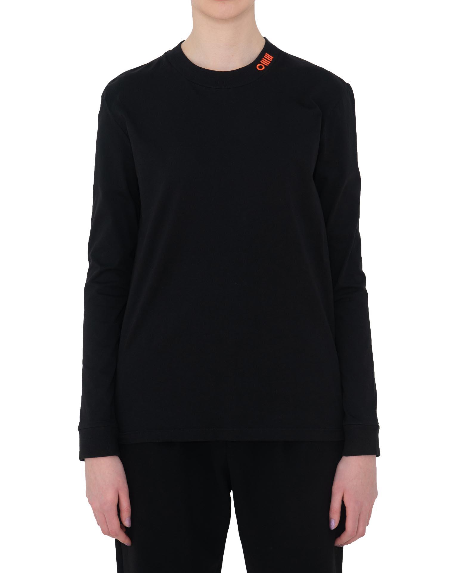 OMM Nakış İşlemeli Kadın Siyah Uzun Kollu Tişört