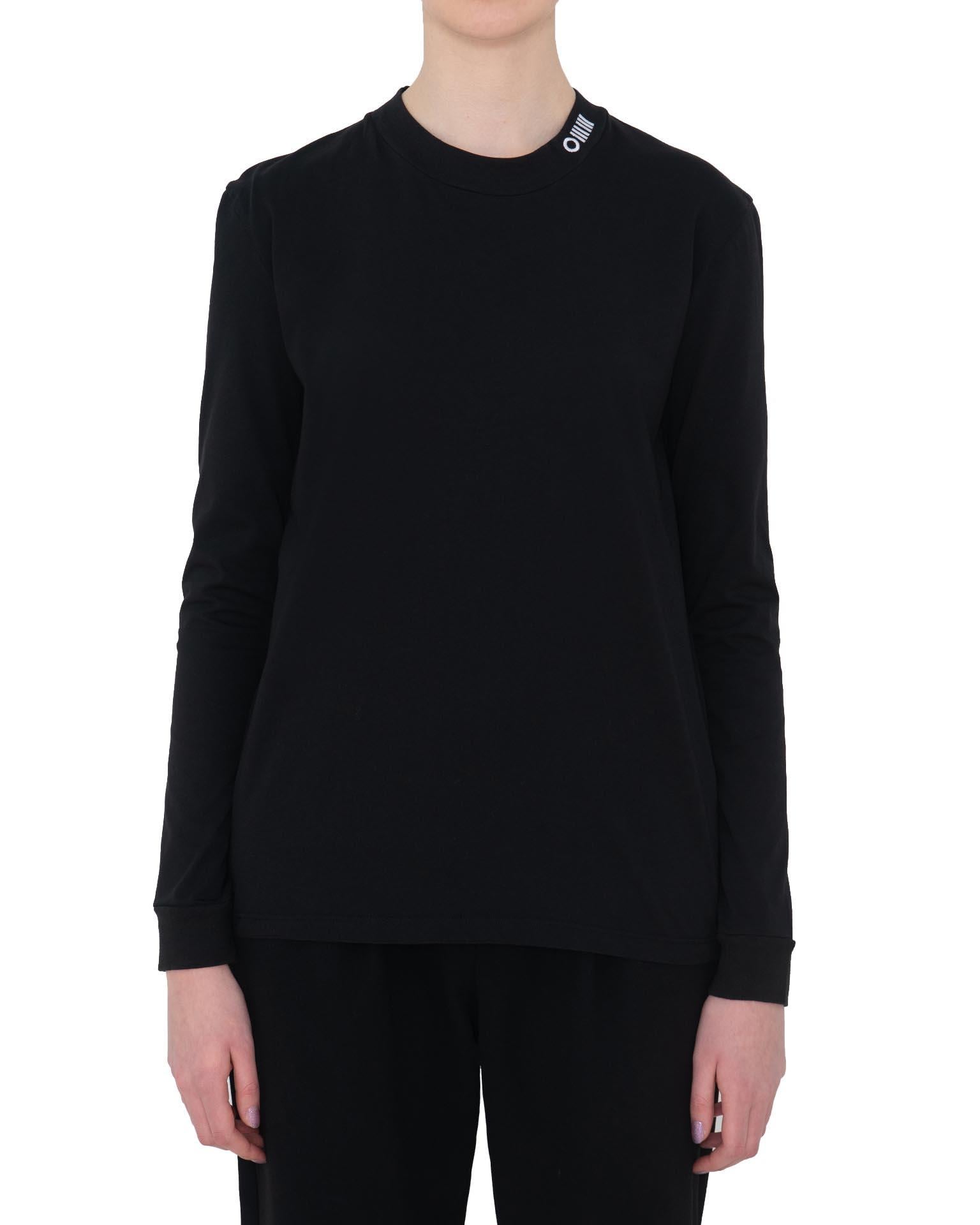 OMM Nakış İşlemeli Kadın Siyah Uzun Kollu Tişört