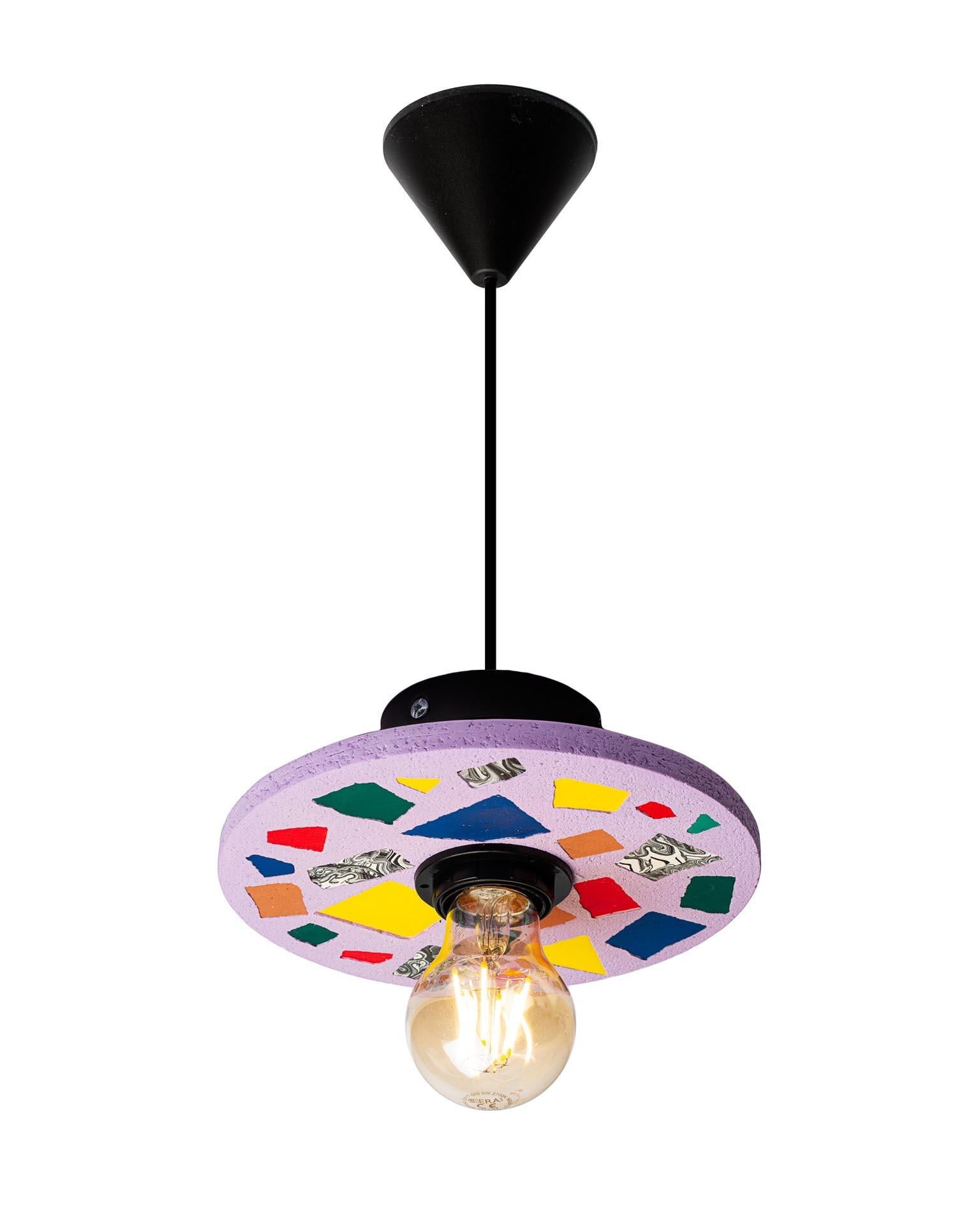 Terrazzo Parça Detaylı Yuvarlak Sarkıt Avize - Tehanu