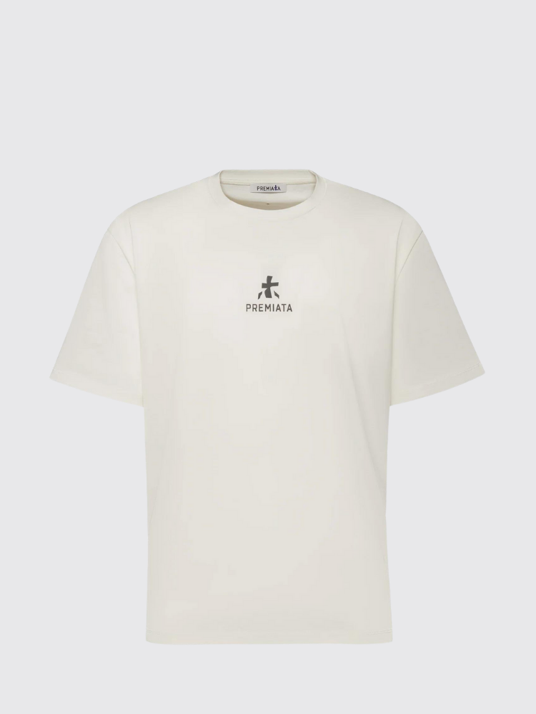 Cotton T-Shirt with Bonded Details and Hot Finish White