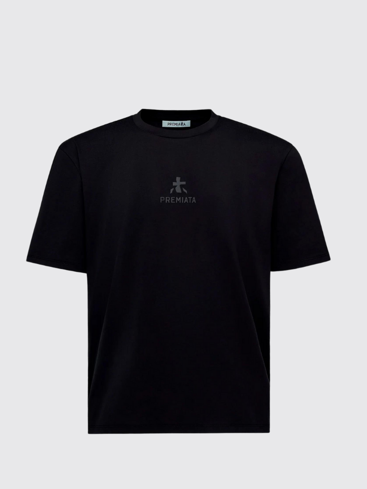 Cotton T-Shirt with Bonded Details and Hot Finish Black