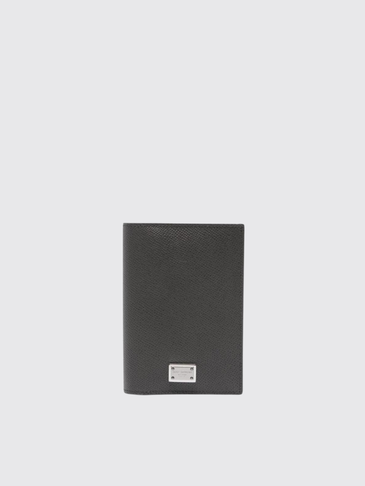 Logo plaque leather wallet