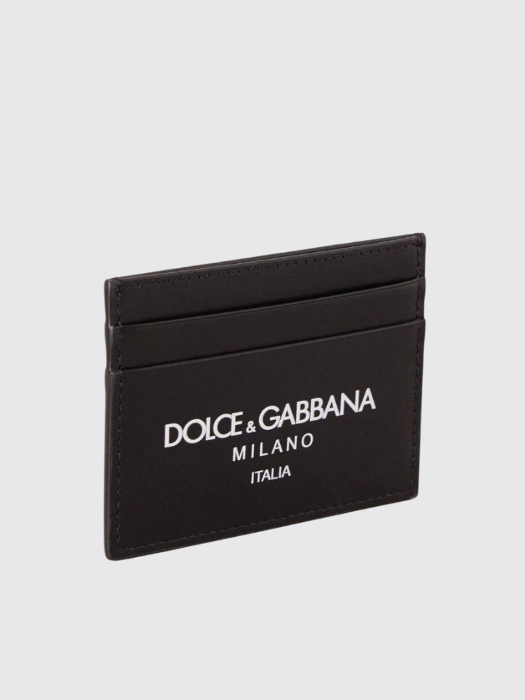 logo-print leather card holder