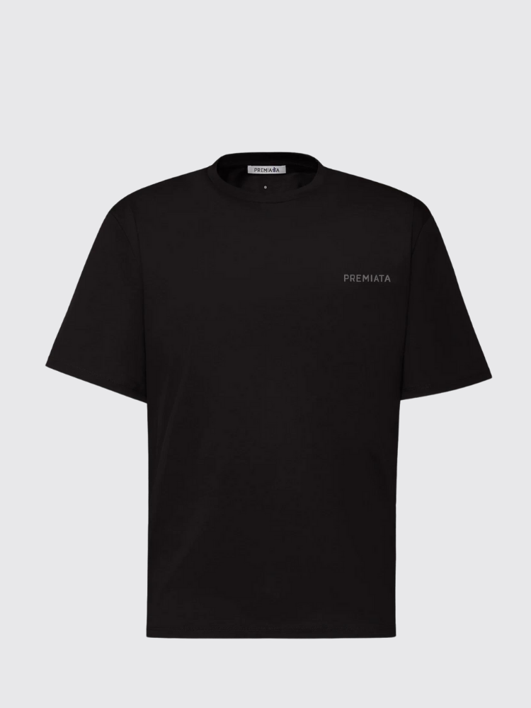 T-Shirt with Side Slits and Contrasting Details Black