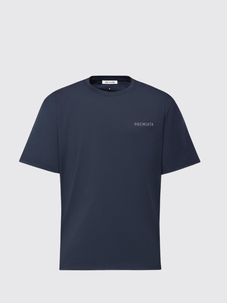 T-Shirt with Side Slits and Contrasting Details Blue