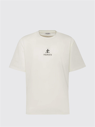 Cotton T-Shirt with Bonded Details and Hot Finish White