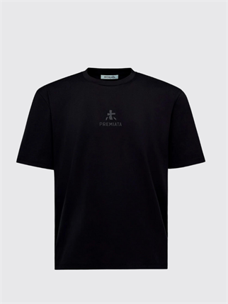 Cotton T-Shirt with Bonded Details and Hot Finish Black