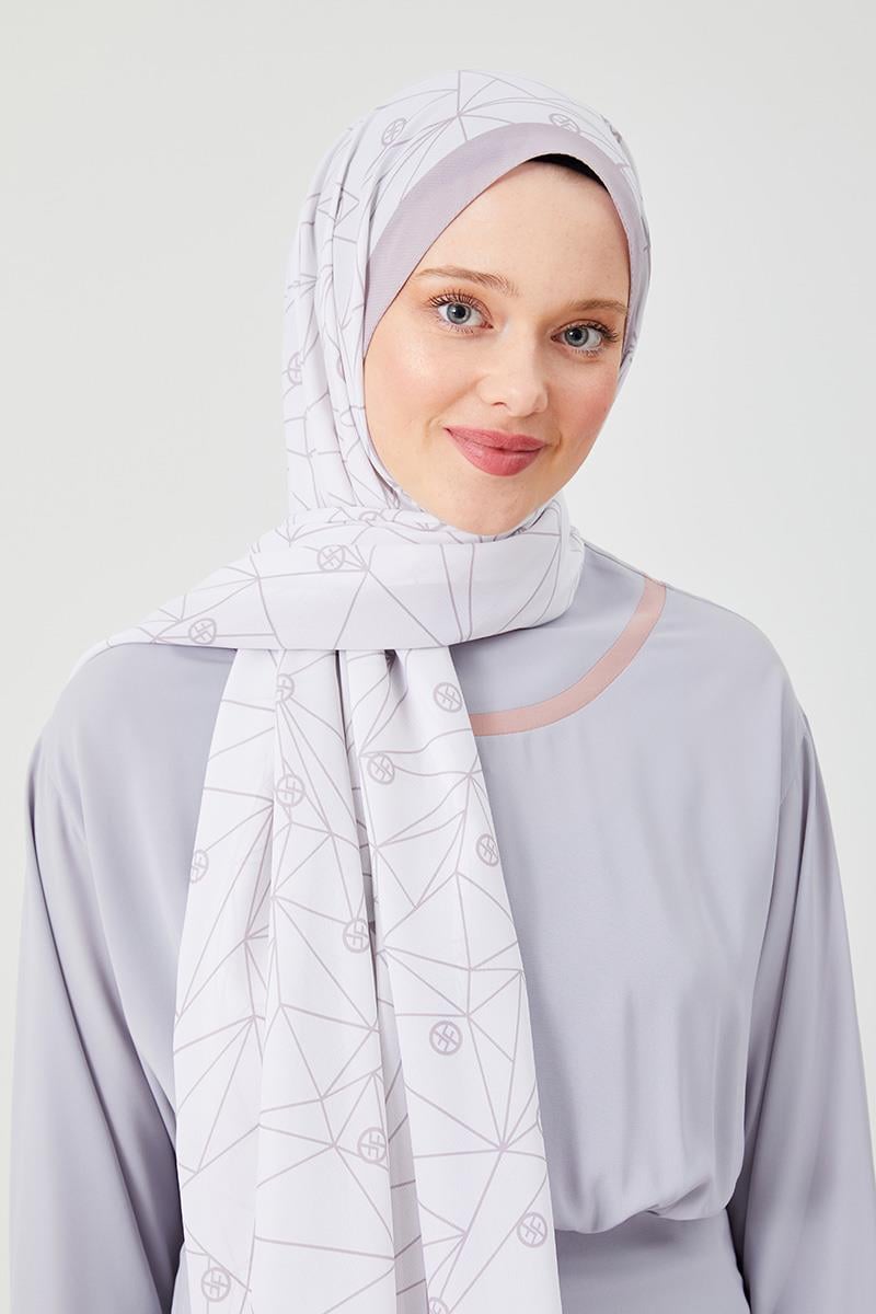 Fivescarf A.Vizon Geometrik Desen Violet Medine İpeği Şal