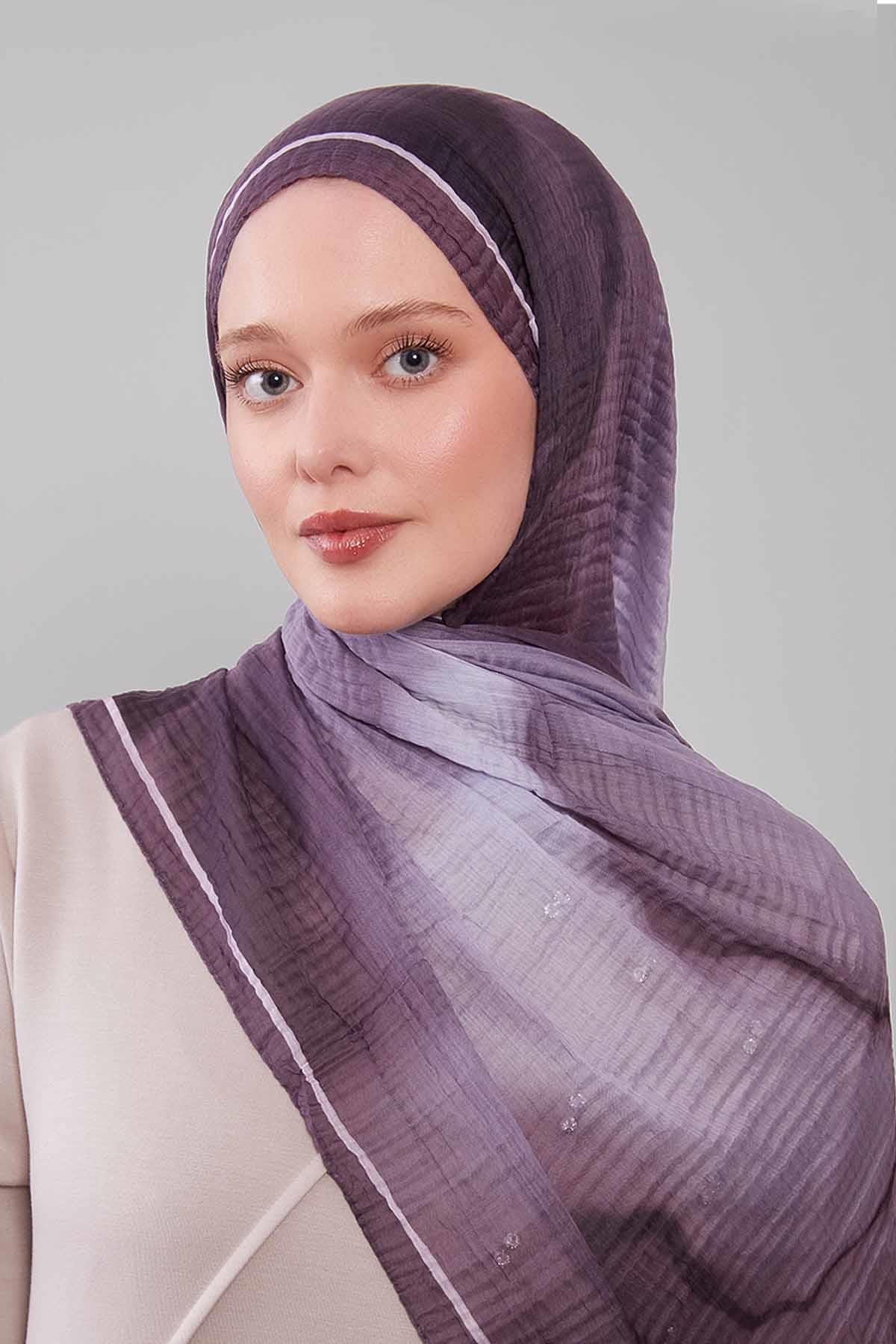 Fivescarf A.Lila Soyut Cotton Müslin Şal