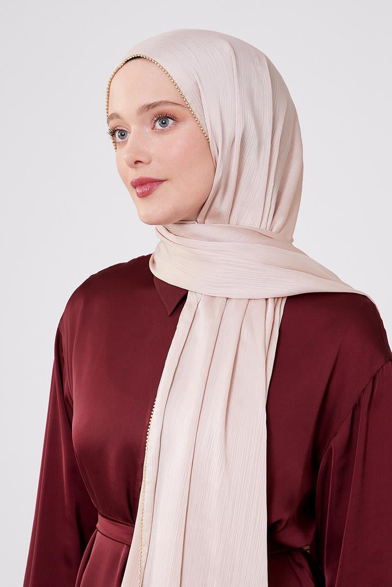 Fivescarf A.Pudra Yanları Taş Şeritli Brilant Şal