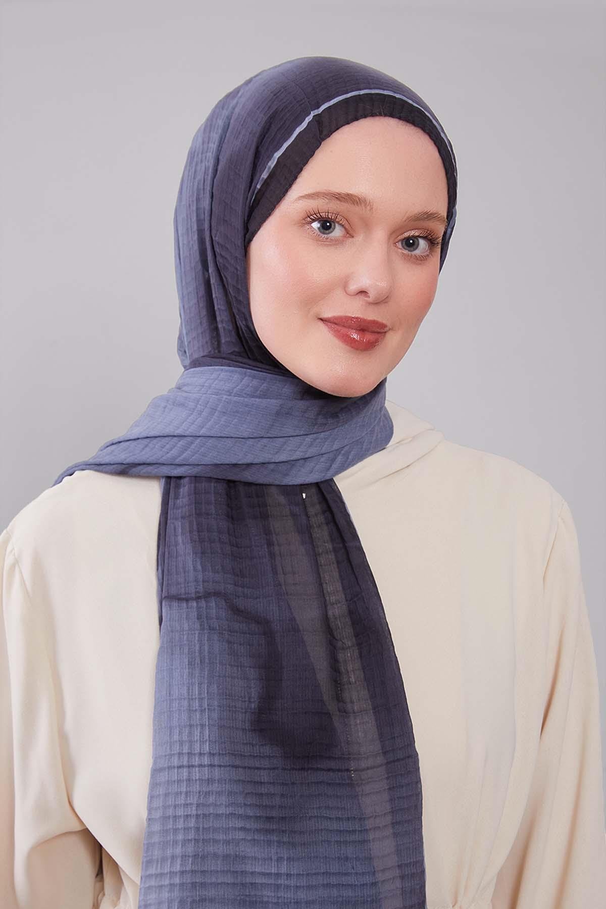 Fivescarf A.Gri Soyut Cotton Müslin Şal