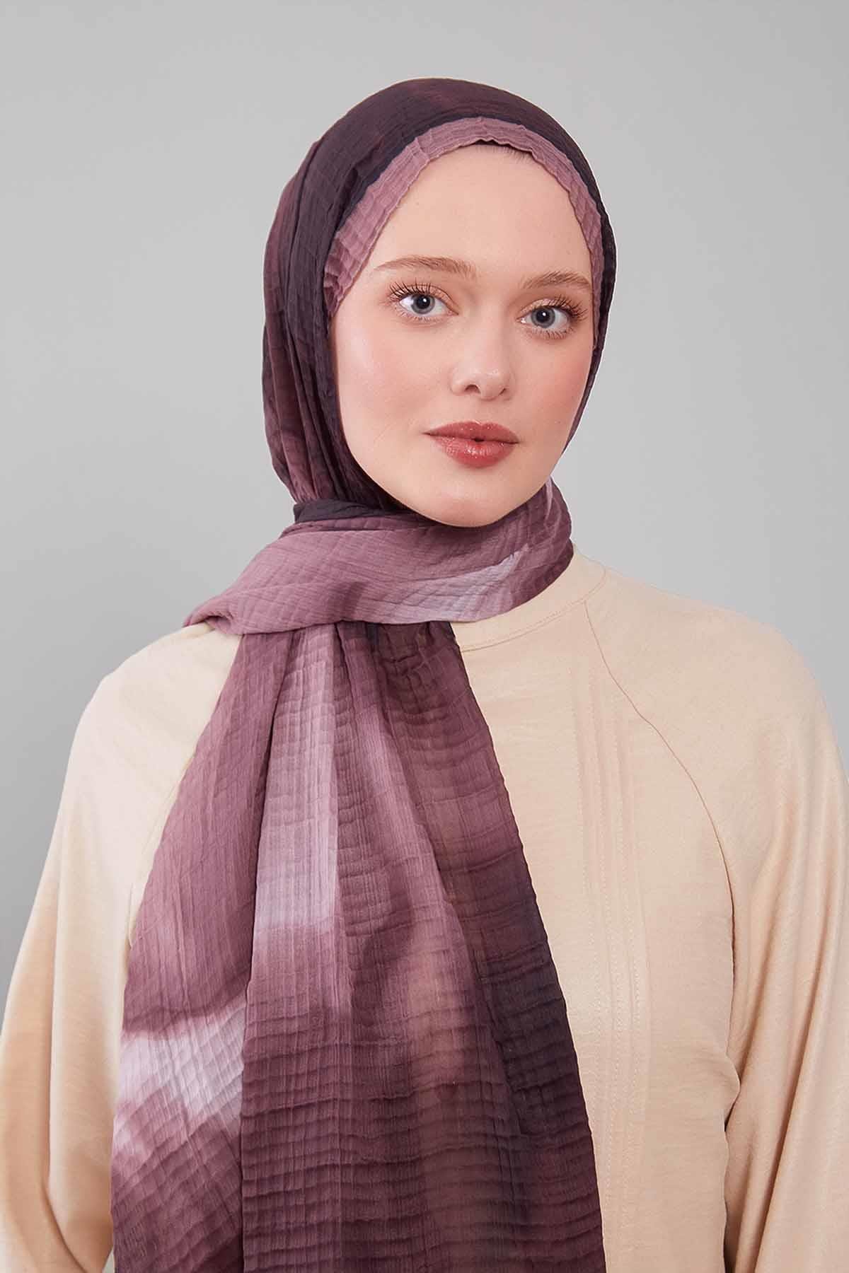 Fivescarf A.Kahve Soyut Cotton Müslin Şal