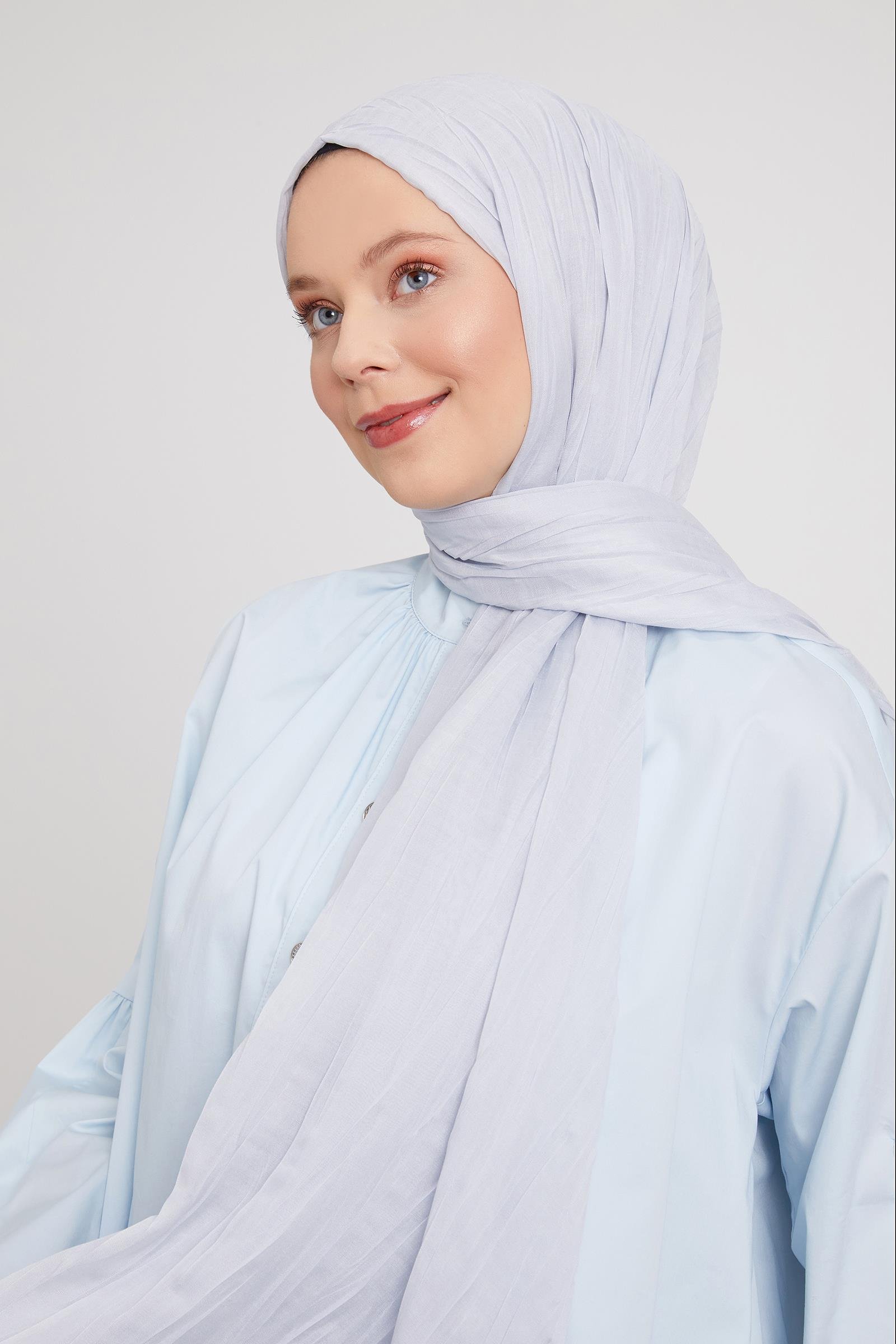 Fivescarf A.Gri Pliseli Pamuklu Şal