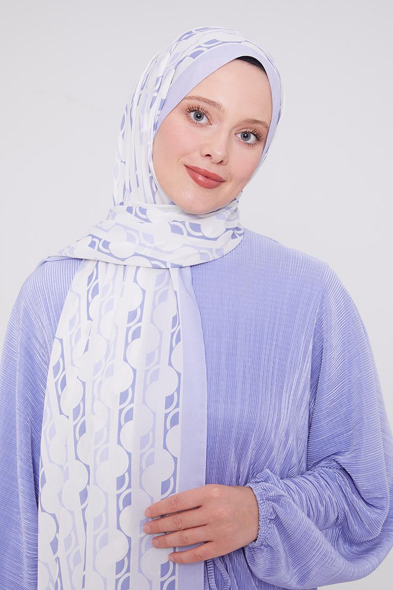 Fivescarf A.Lila Geometrik Desen Mono Şal