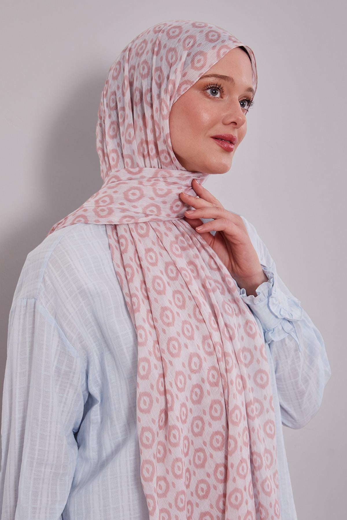 Fivescarf A.Pembe Micro Desenli Craze Comfort Şal