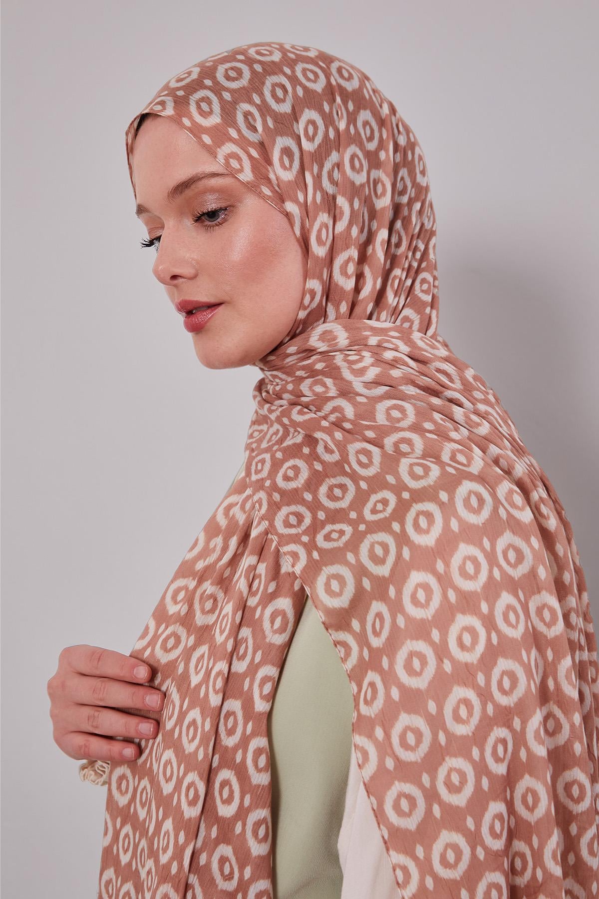 Fivescarf A.Kahve Micro Desenli Craze Comfort Şal